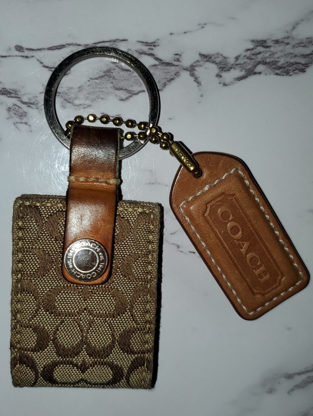 Vintage Coach Signature Canvas Mini Picture Frame Keychain w/ hang tag Key Fob